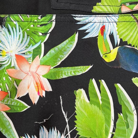 VooDoo Stretch Toucan Tropical Palm Tree Swim Trunks Mens Size 38 - Picture 3 of 12